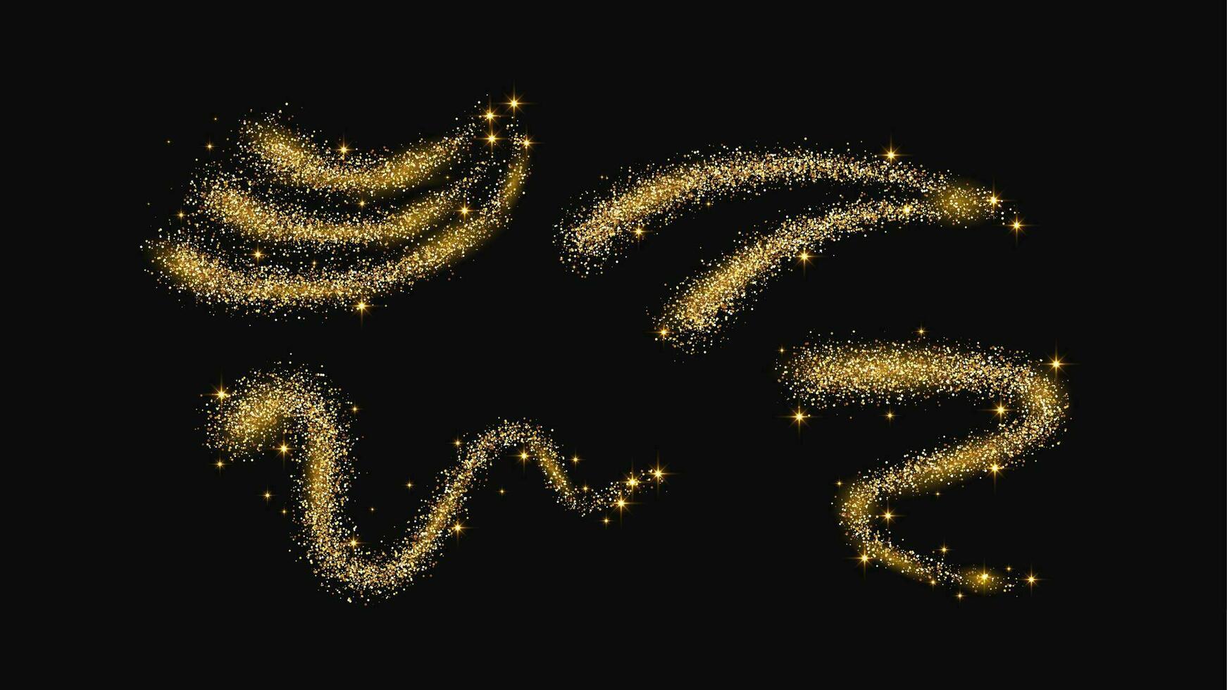 Gold glittering confetti wave and stardust vector