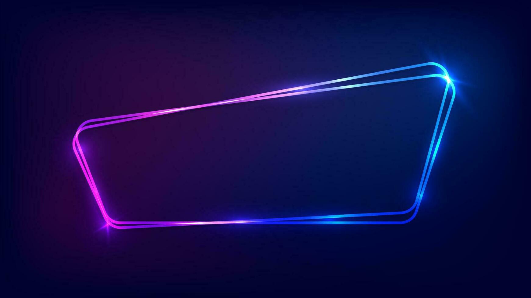 Neon double frame with shining effects vector