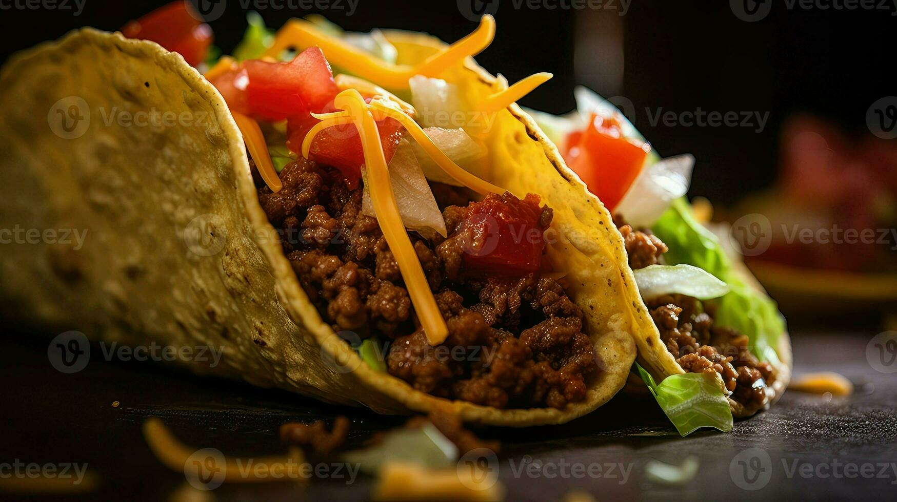 AI generated pork meat taco food photo