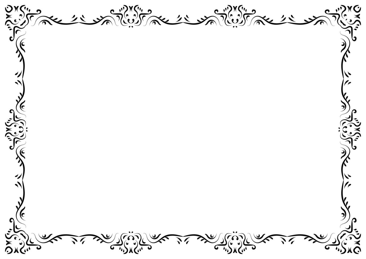 Vintage frame and border ornament. Classic swirl divider filigree. Hand drawn illustration. Element for decorative frame, template, document, new year greeting card, invitation, certificate. photo