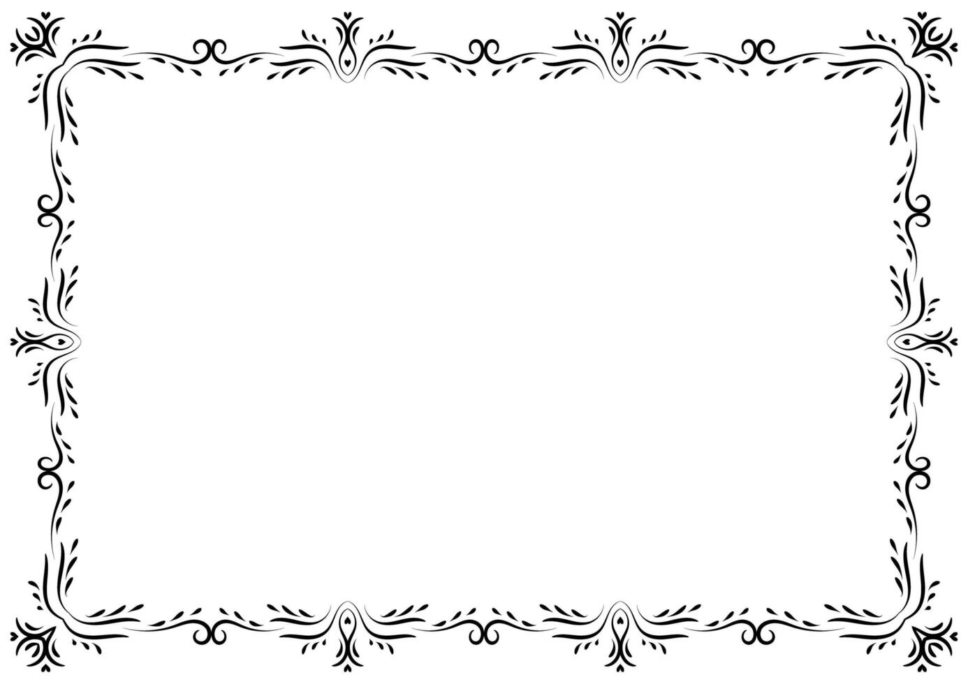 Vintage frame and border ornament. Classic swirl divider filigree. Hand drawn illustration. Element for decorative frame, template, document, new year greeting card, invitation, certificate. photo