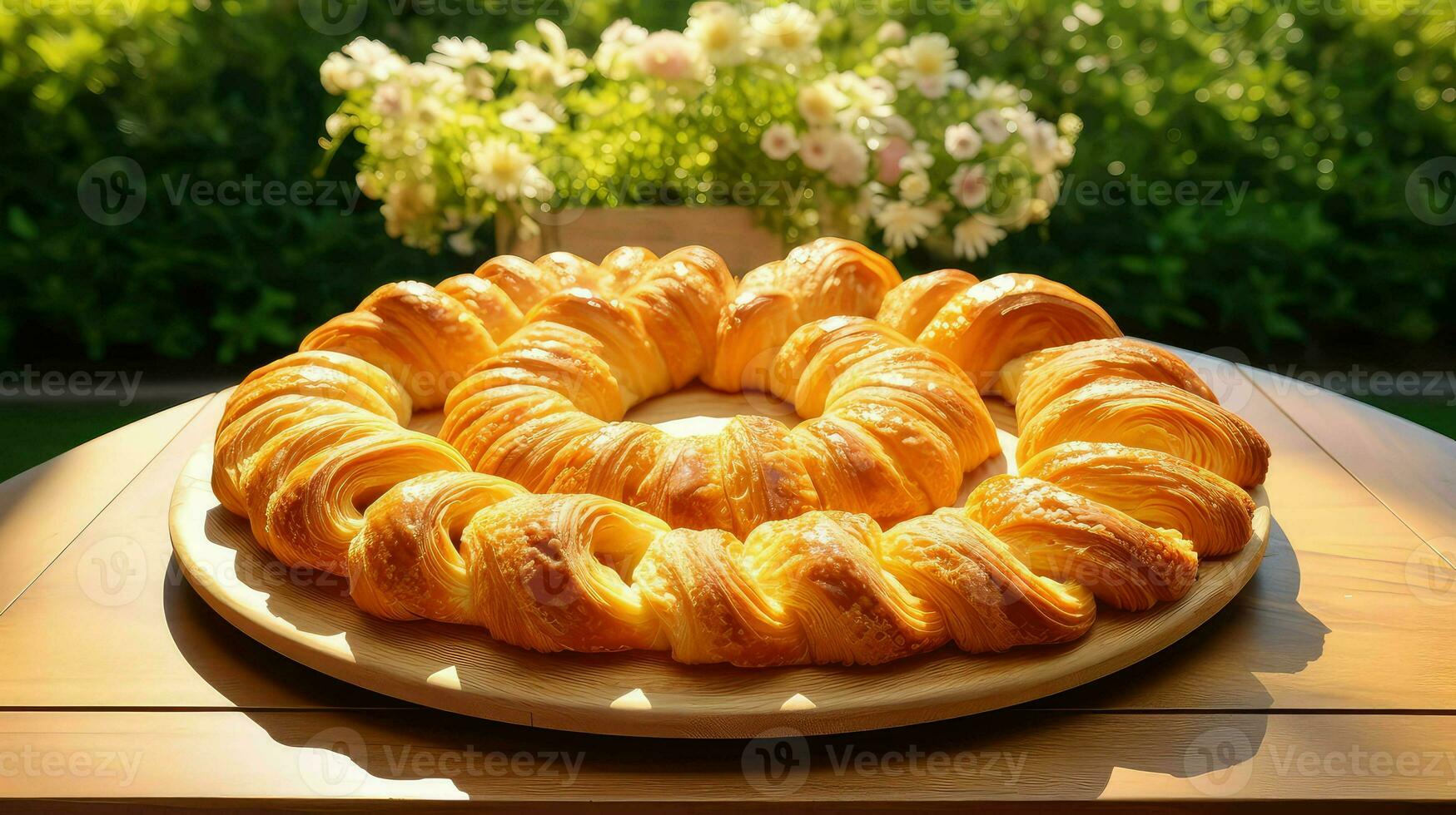AI generated pastry table croissan food photo