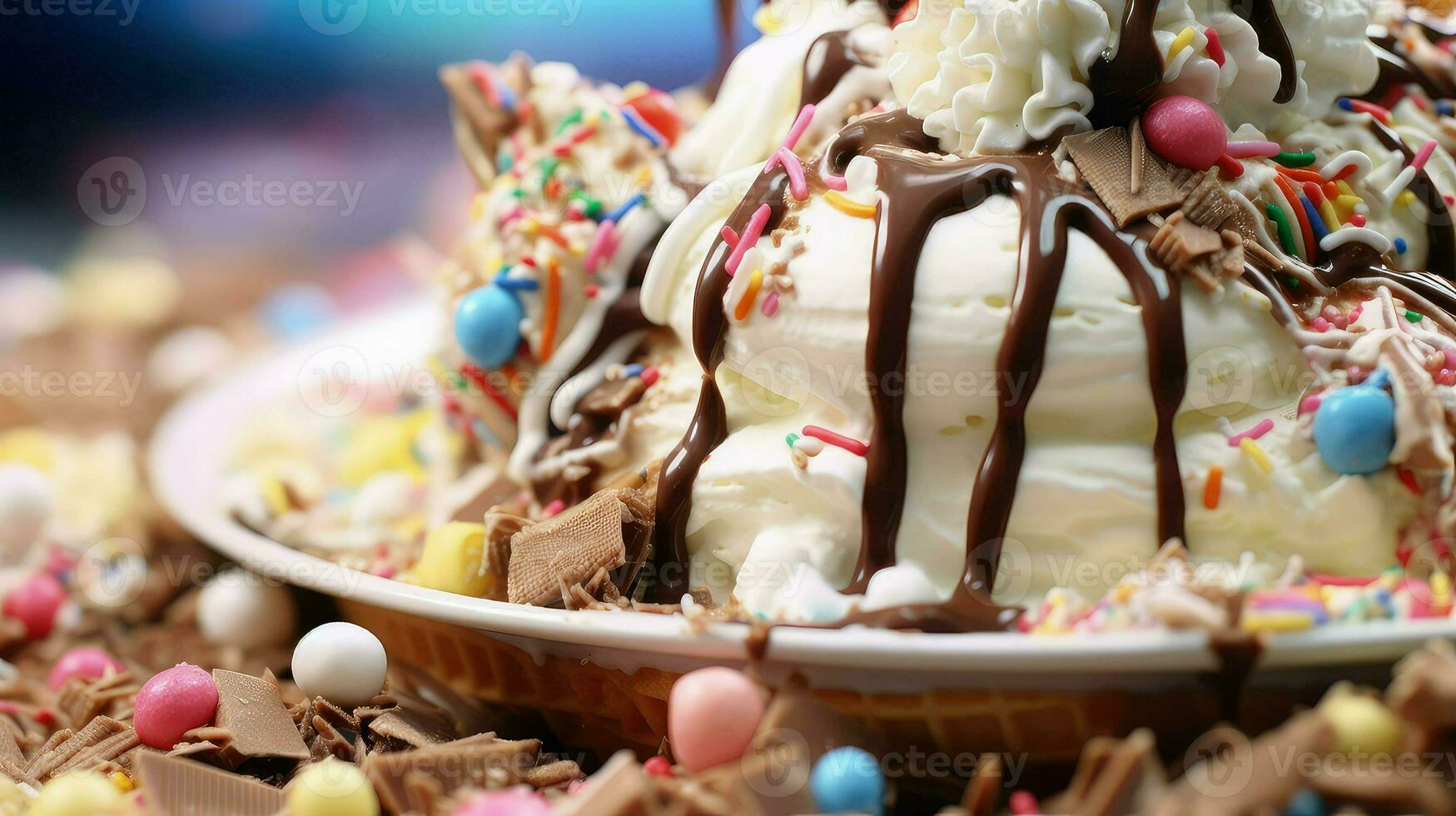 AI generated sweet macro ice cream photo