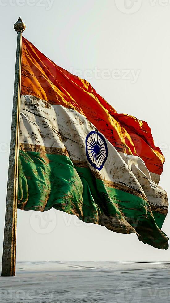 AI generated Beautiful view of the Indian flag with a white background photo