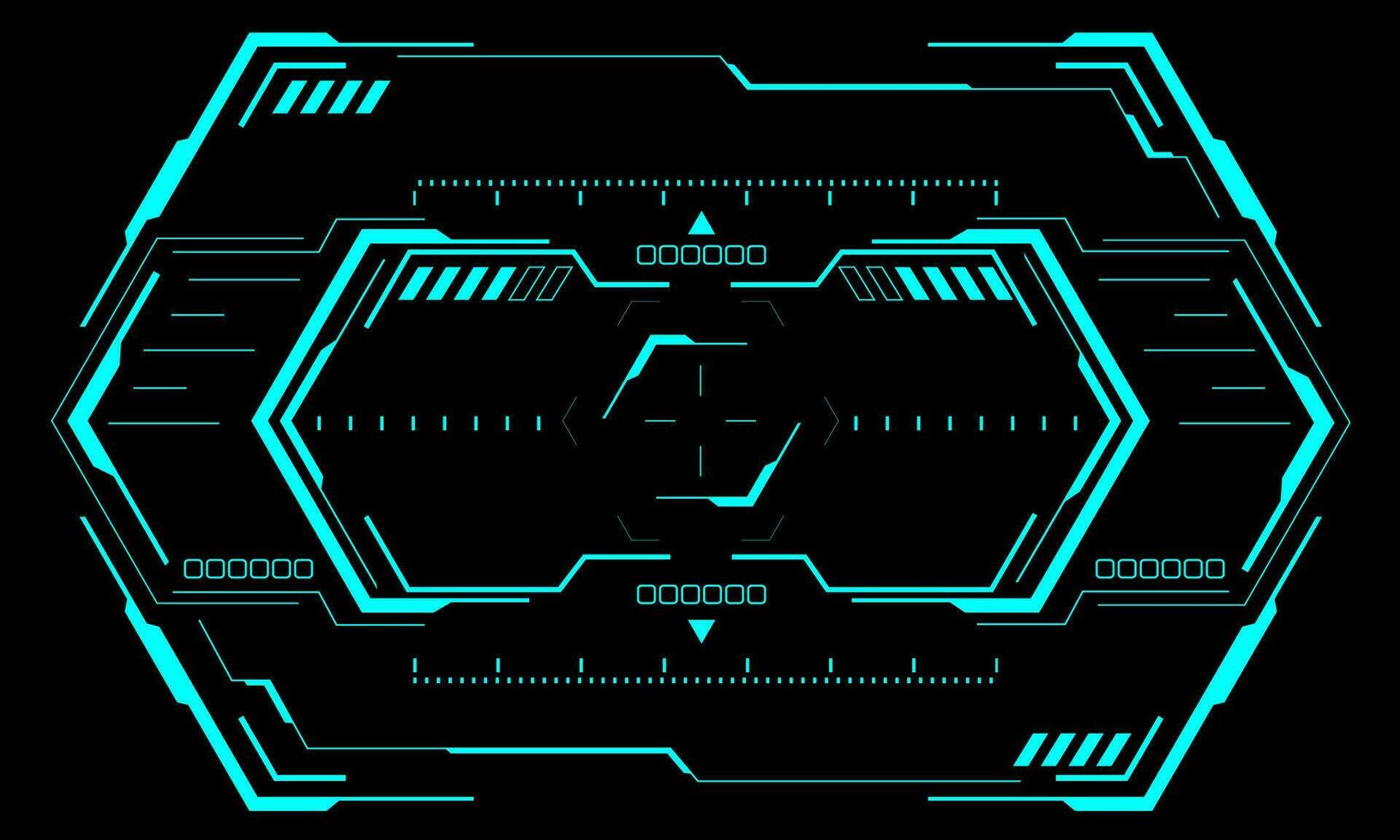 HUD sci-fi hexagon interface screen view blue hexagon geometric design virtual reality futuristic technology creative display on black vector