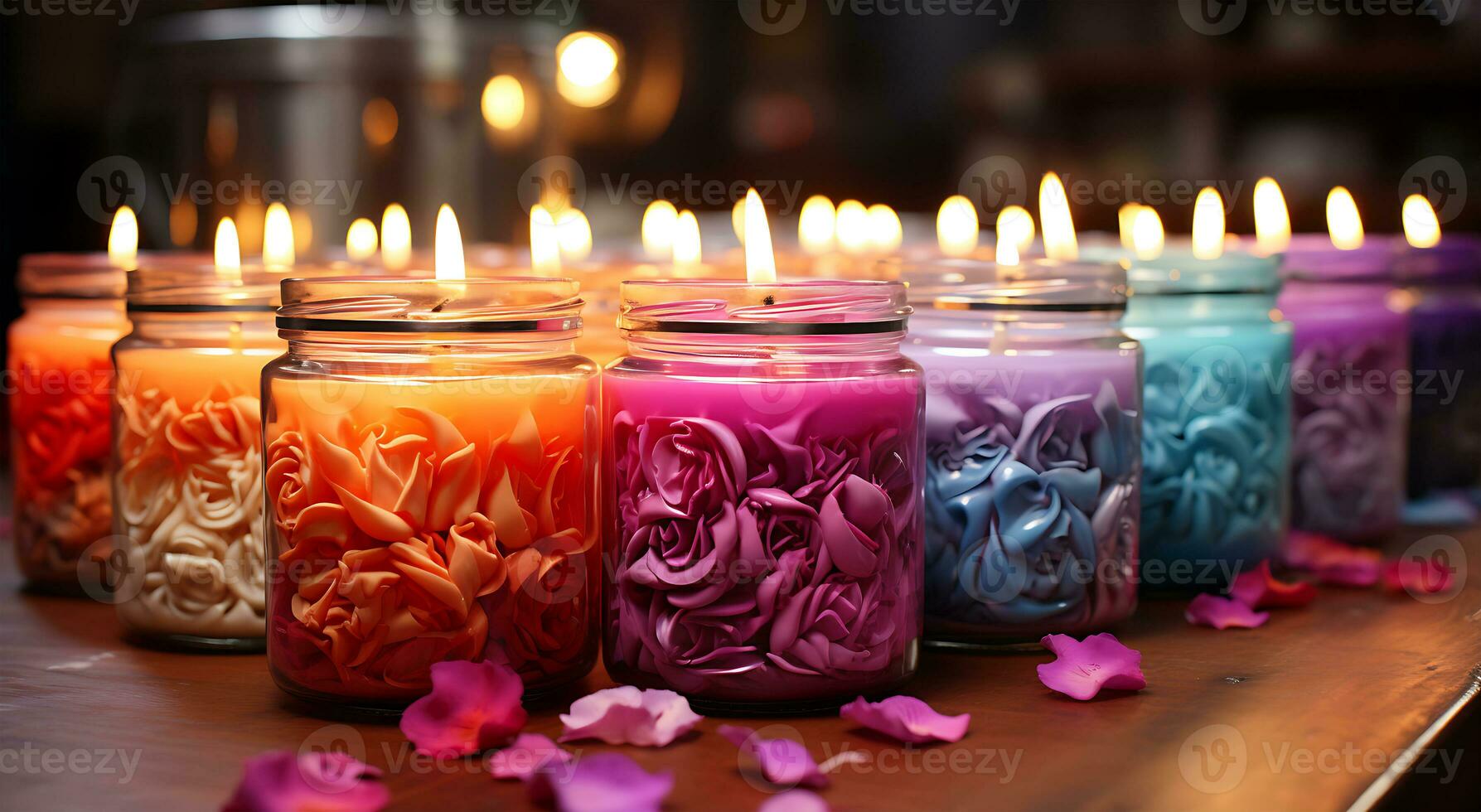 ai generado velas hecho con kits y algunos velas llama ardiente foto