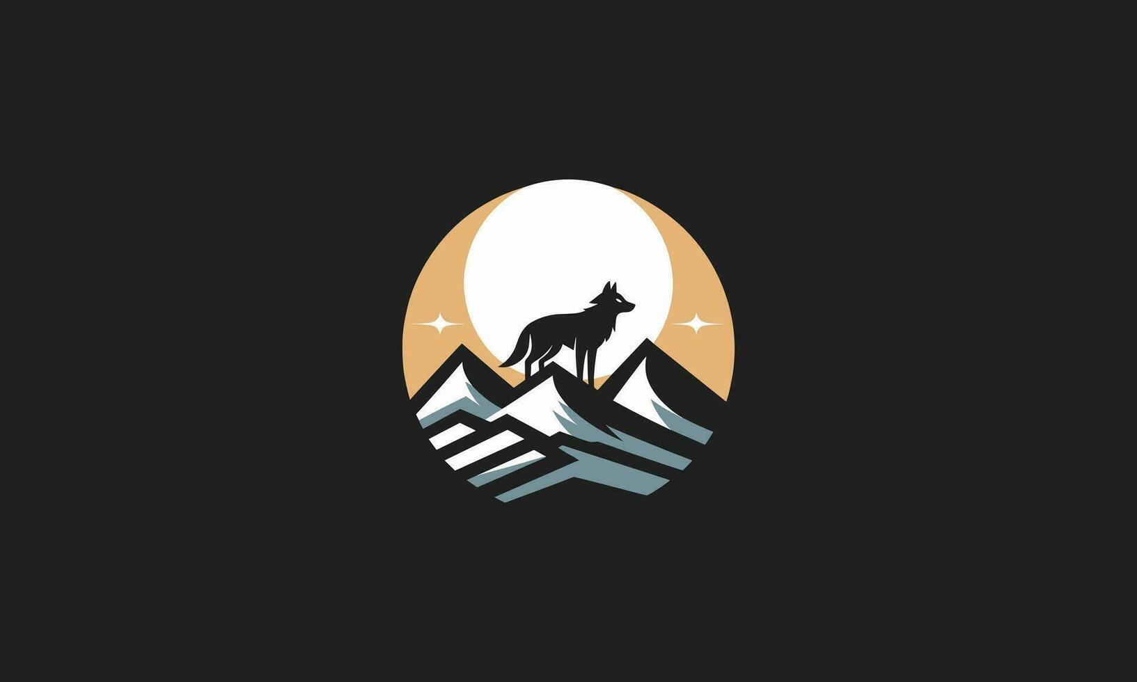 head wolf on forest vector logo flat design