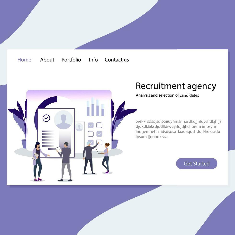 reclutamiento agencia burlarse de arriba sitio web interfaz. vector agencia selección de recurso talento, recluta y contratación ilustración