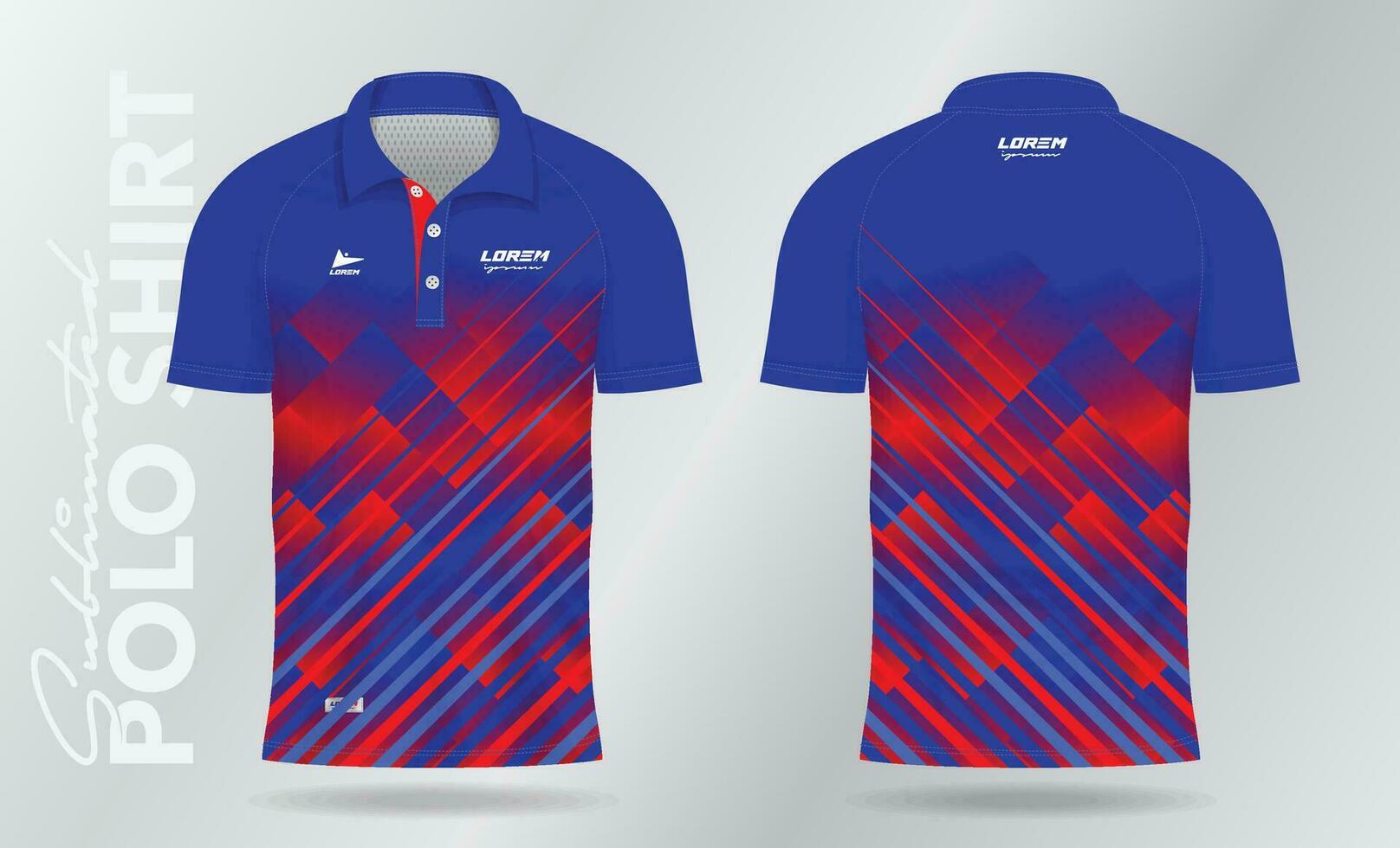 rojo y azul sublimación polo deporte jersey Bosquejo modelo diseño vector