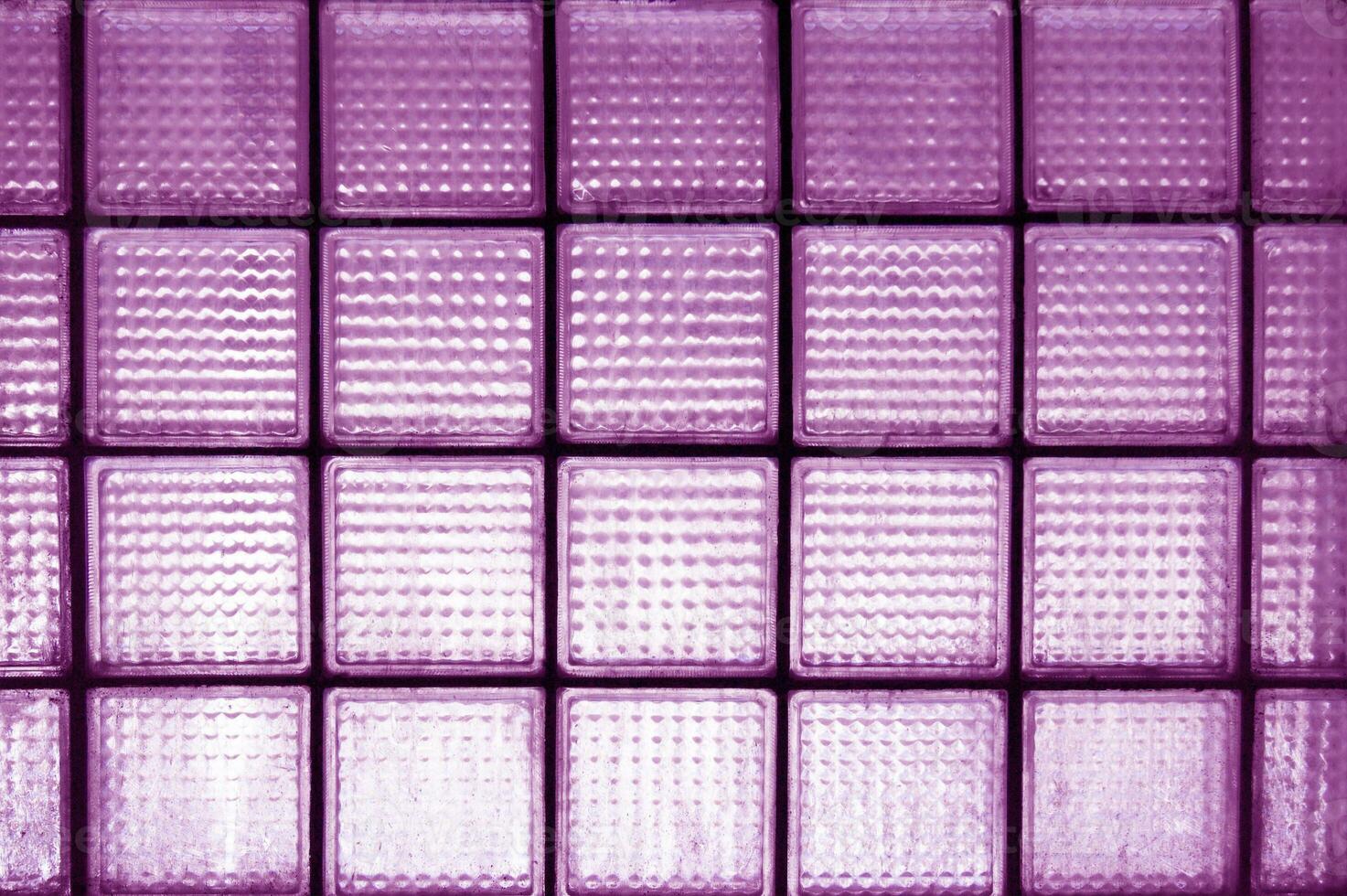 Violet surfaces dirty glass block wall for effect background. photo