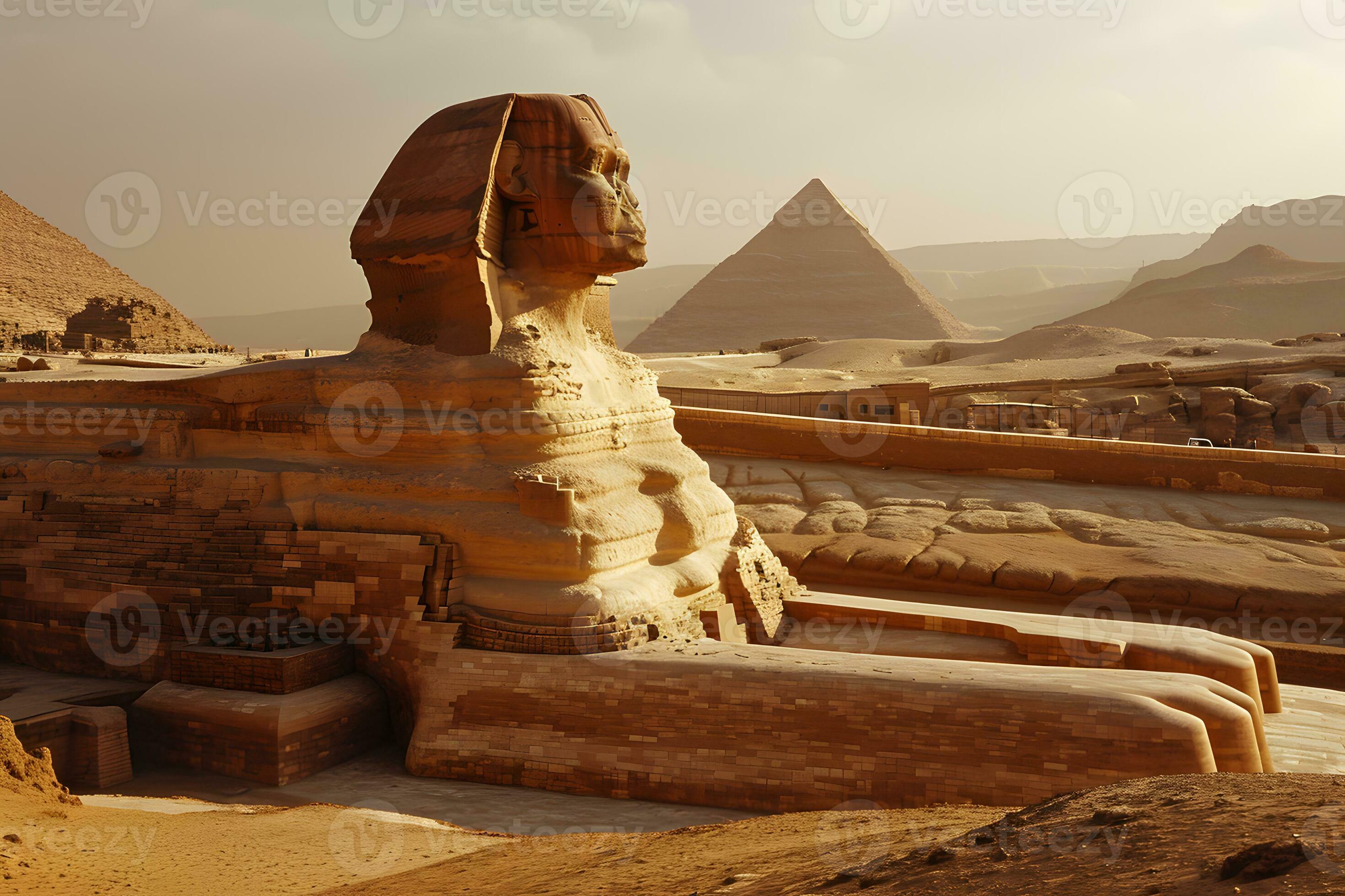 AI generated The Sphinx of Giza in Egypt. Ancient Egyptian architecture