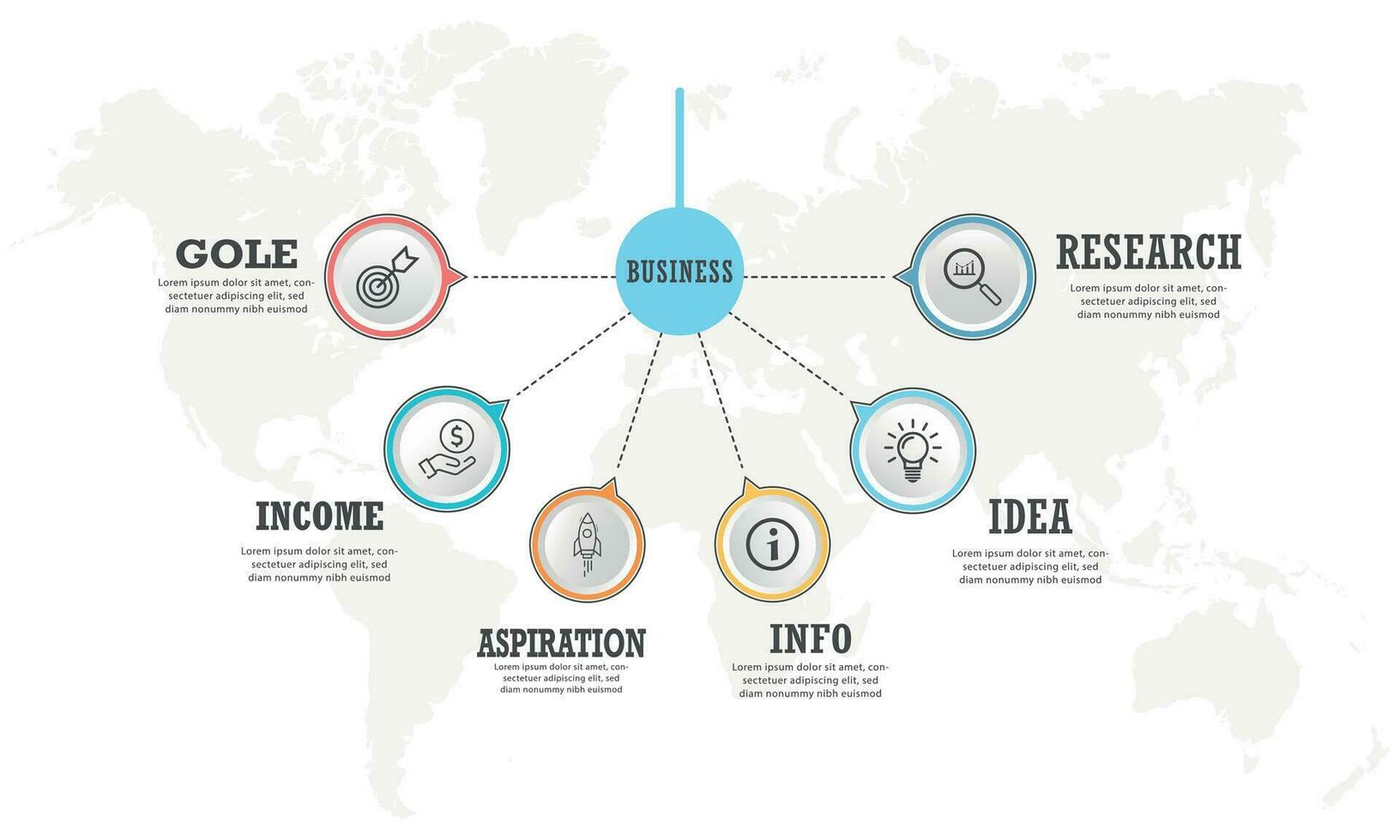 Business infographics with 5 options. Vector diagram.