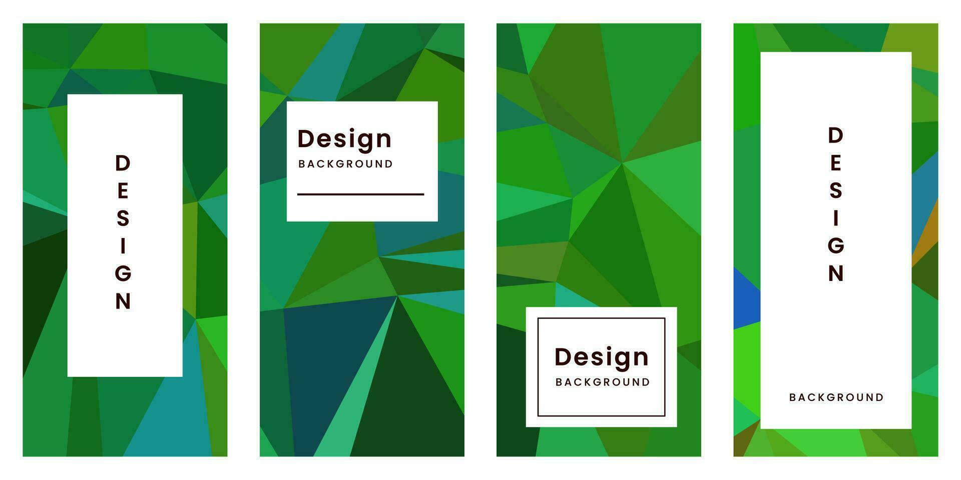 set of brochures with abstract geometric green colorful vibrant background vector