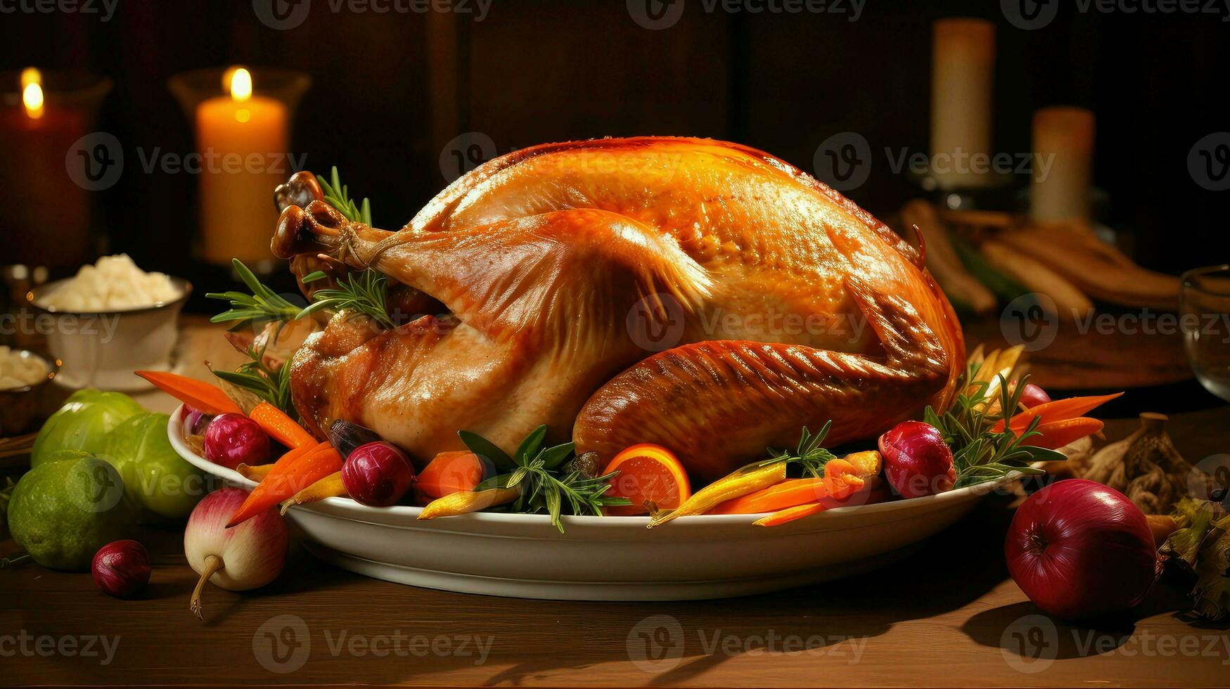 AI generated dinner roasted turkey food photo