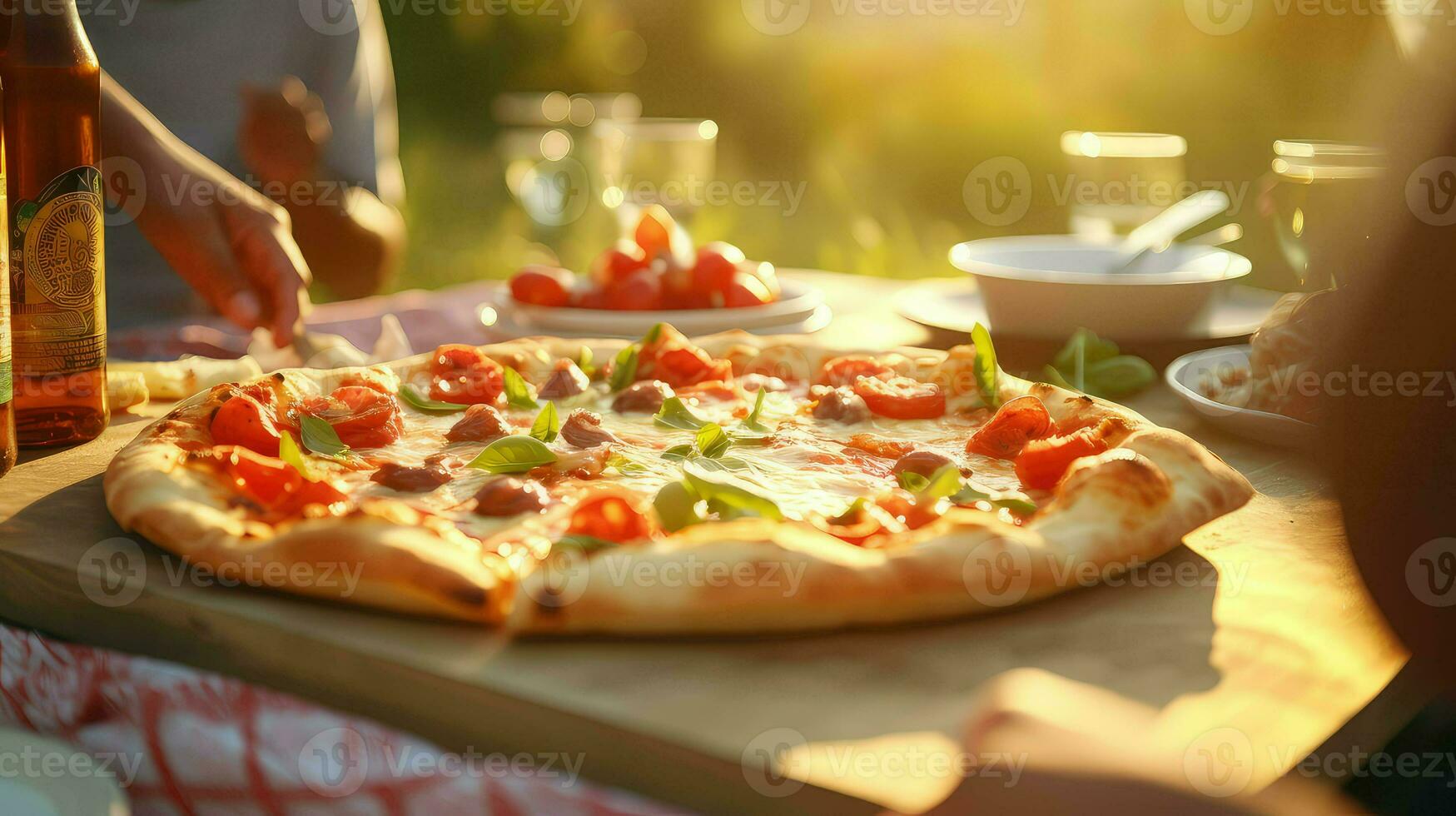 ai generado masa margarita Pizza comida foto