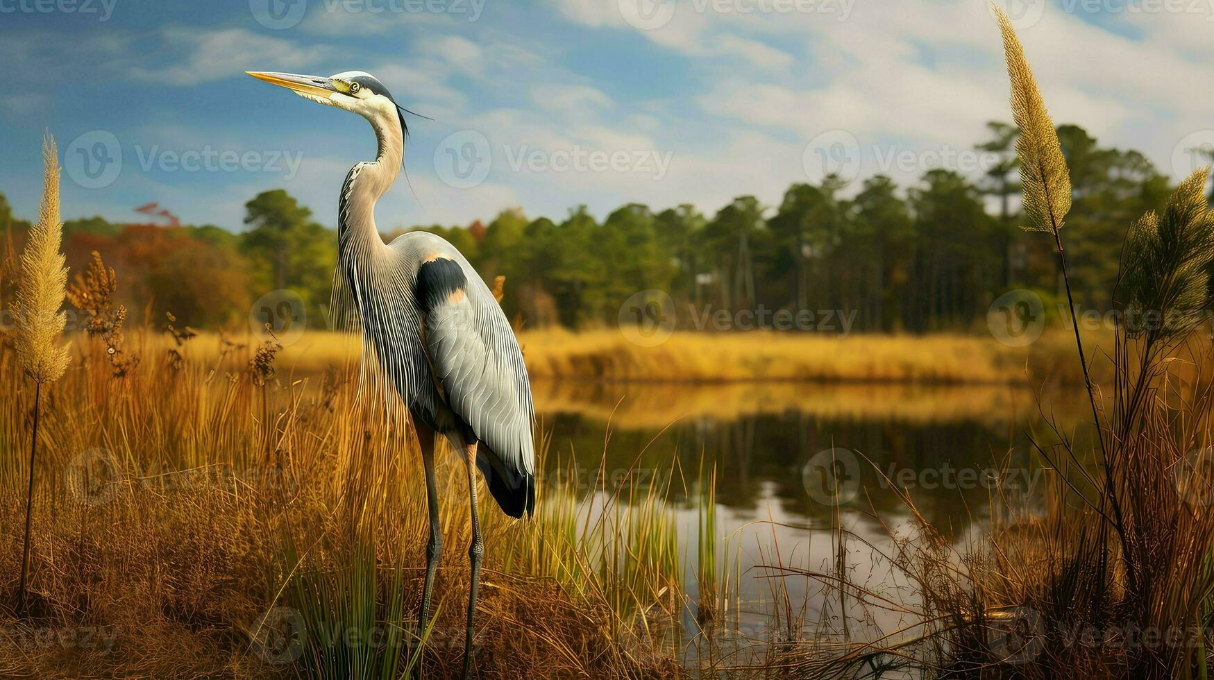 AI generated habitat freshwater marsh landscape photo