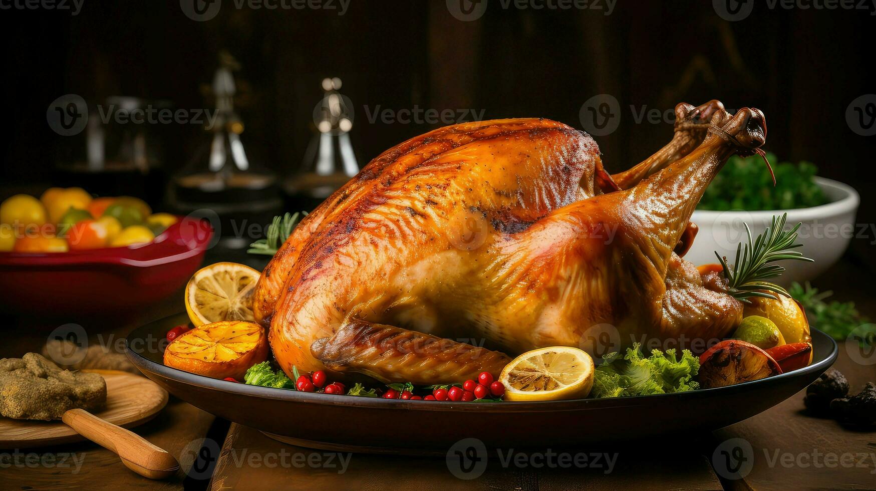 ai generado cena pollo Turquía comida foto