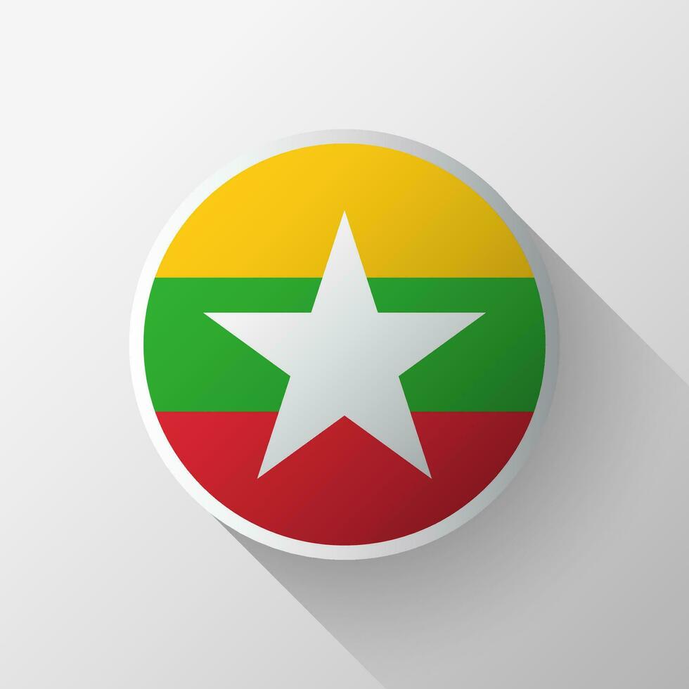 Creative Myanmar Flag Circle Badge vector