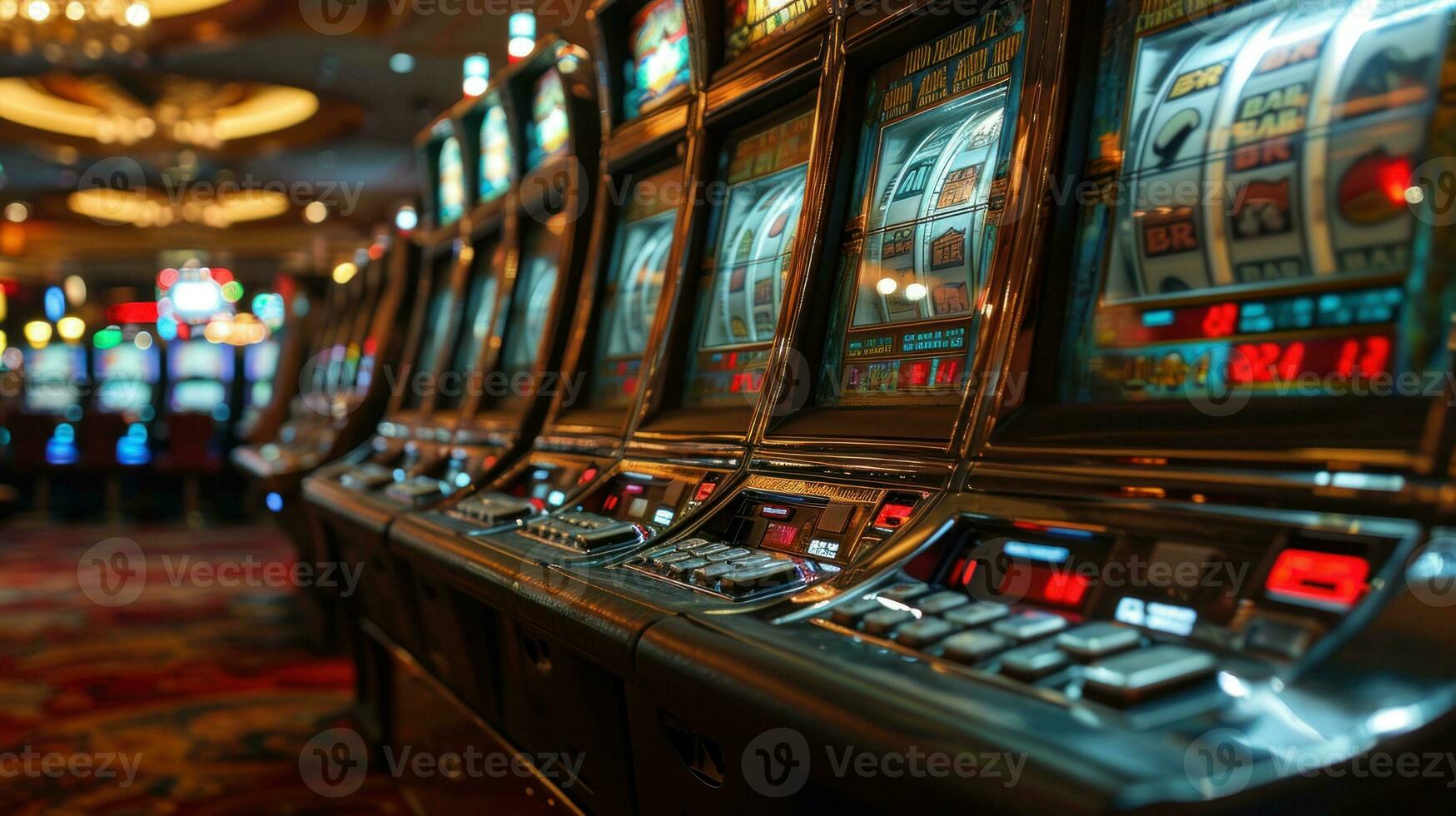 AI generated Slot machines in casino. Las Vegas, Nevada, USA. photo