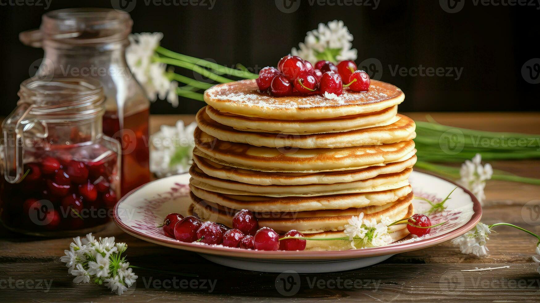 ai generado mantequilla panqueques tortita comida foto