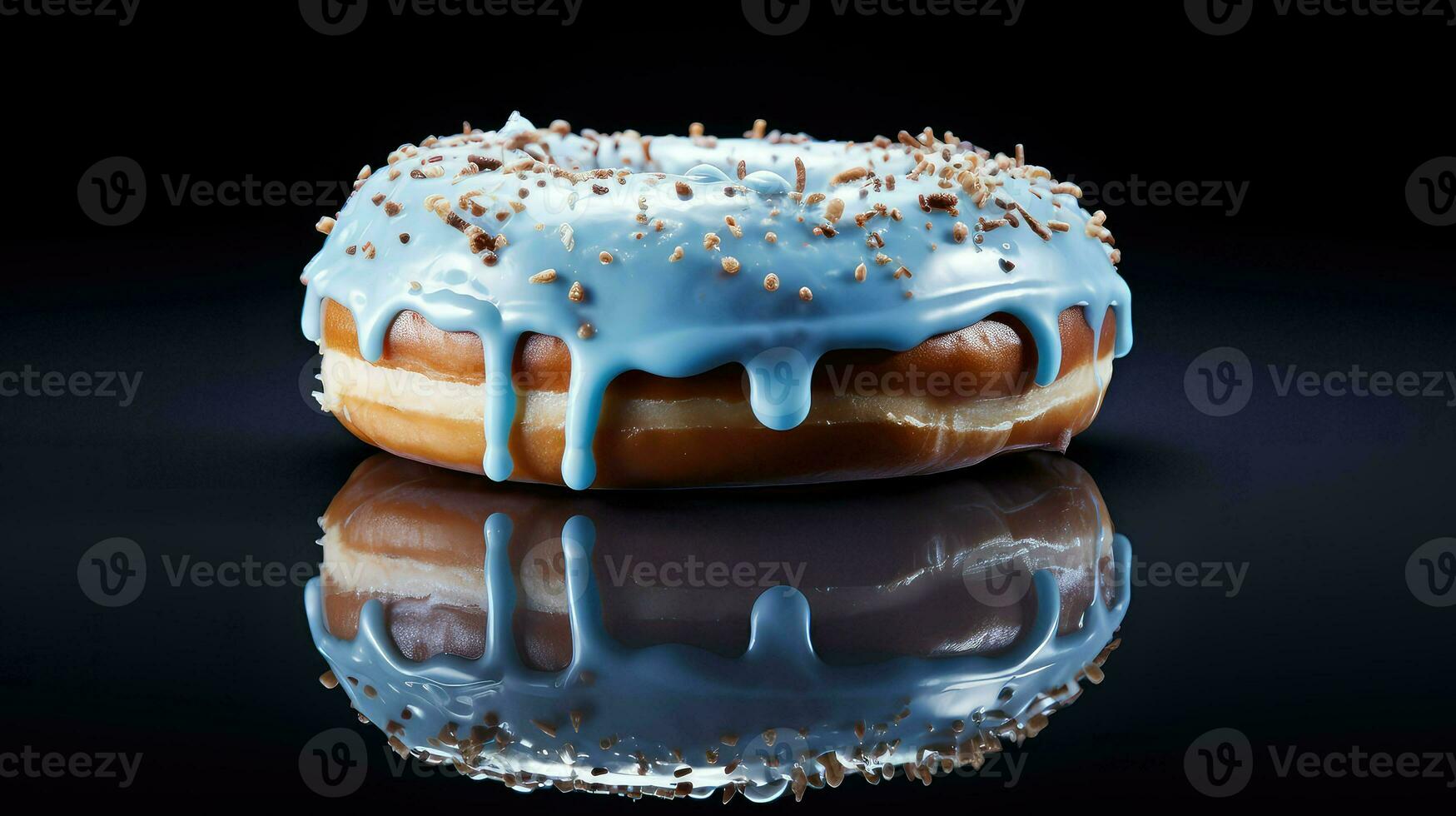 AI generated sweet frosted donut food photo