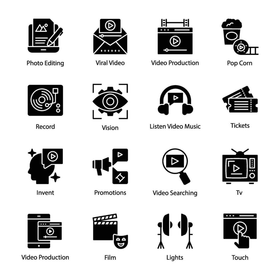 Pack of Theatre and Cinema Icons vector