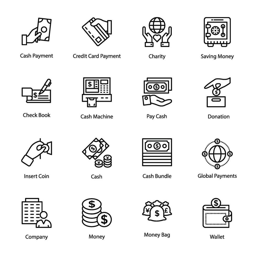 Pack of Money and Business Icons vector