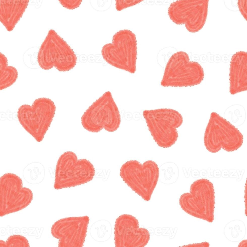 Red hearts seamless repeat pattern digital watercolor illustration, symbol of love simple ornament for St Valentine holiday celebrations, textile, banner, invitations, festive decor photo