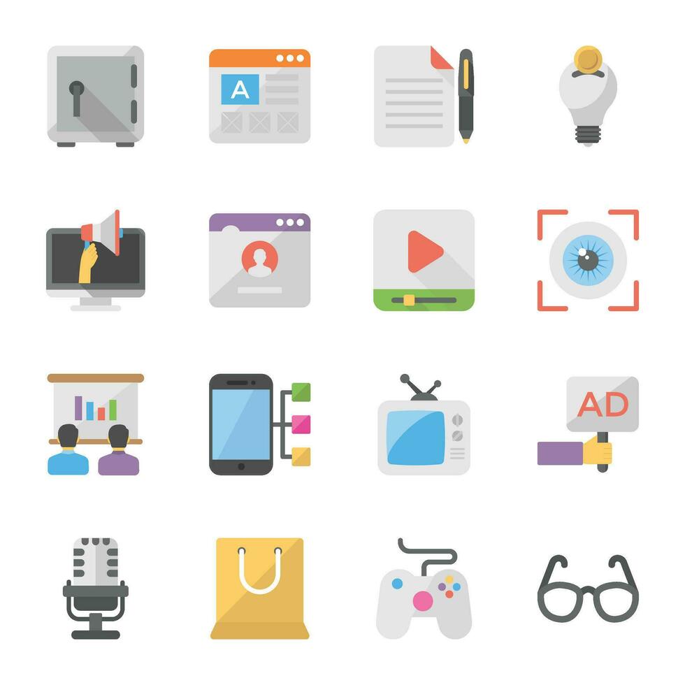 Business and Marketing Flat Icon Set vector