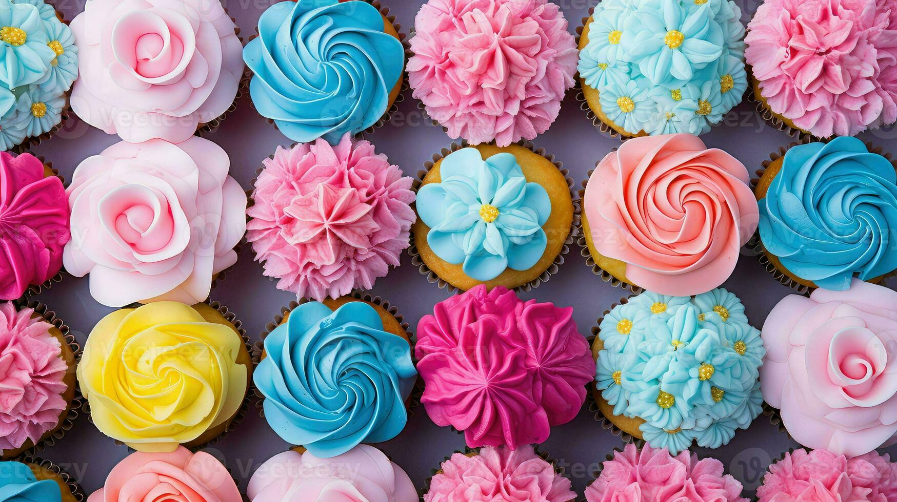 AI generated sweet colorful cupcake food photo