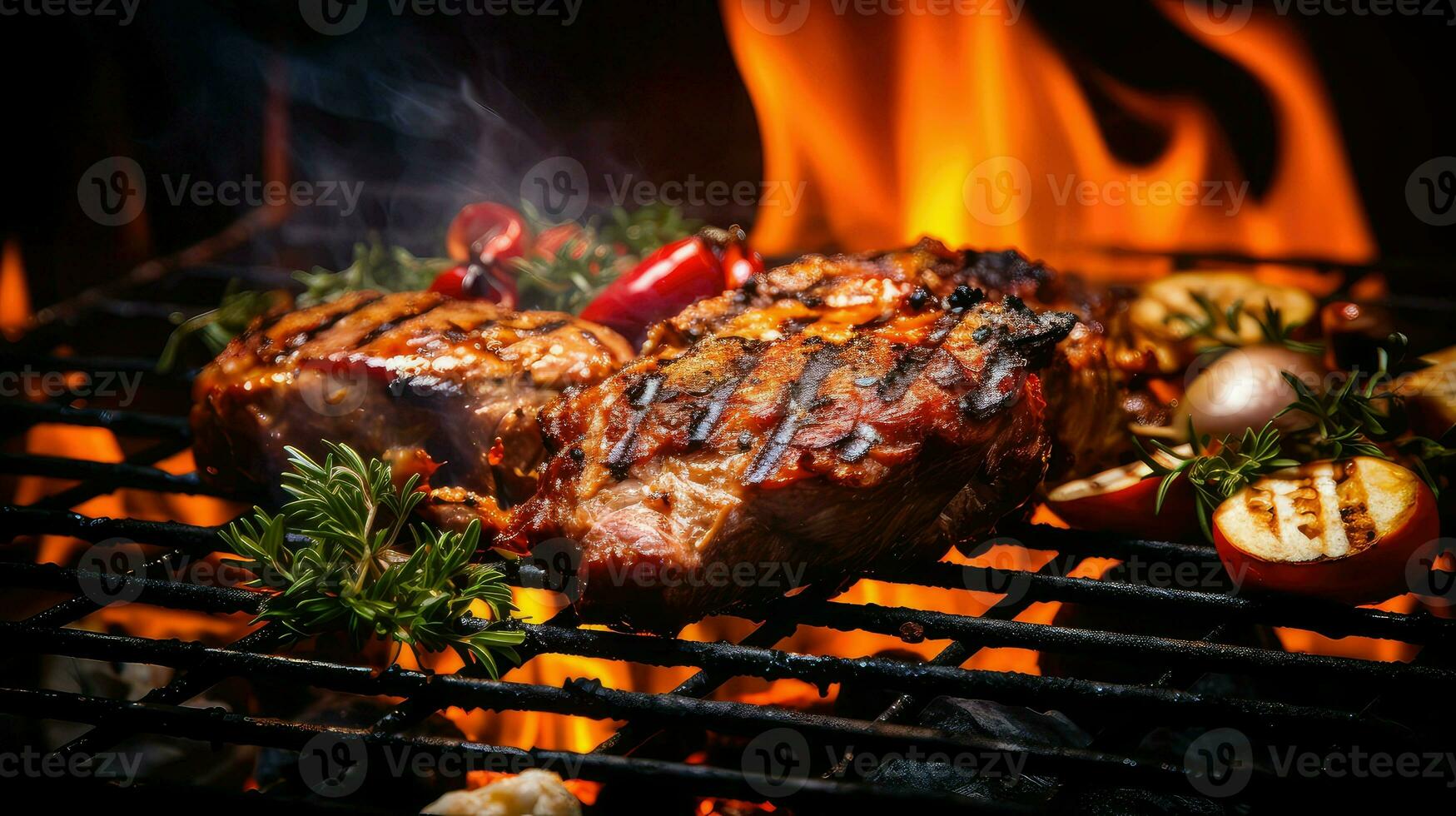 AI generated flame fire bbq food photo