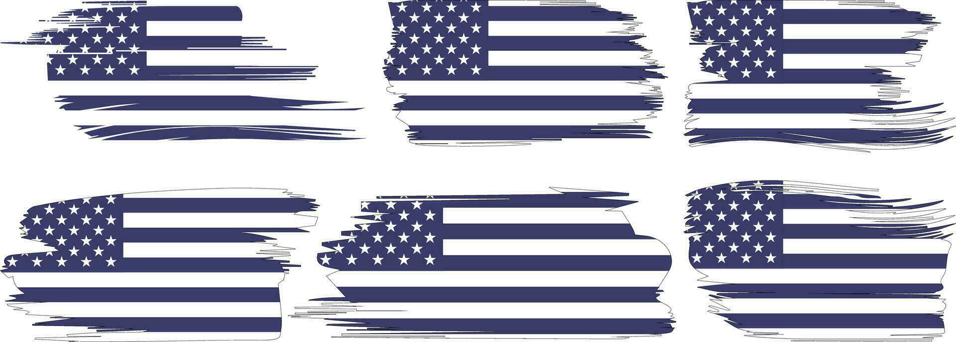 americano bandera silueta, grunge Estados Unidos bandera conjunto vector, grunge, bandera, silueta, independencia, julio, 4to de julio, 4to julio, bandera silueta vector