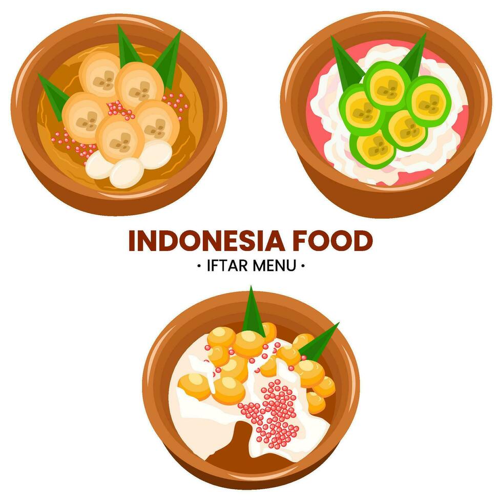collection indonesia food for iftar menu vector