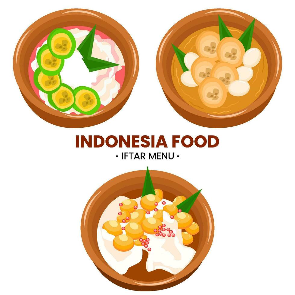 colección Indonesia comida para iftar menú vector