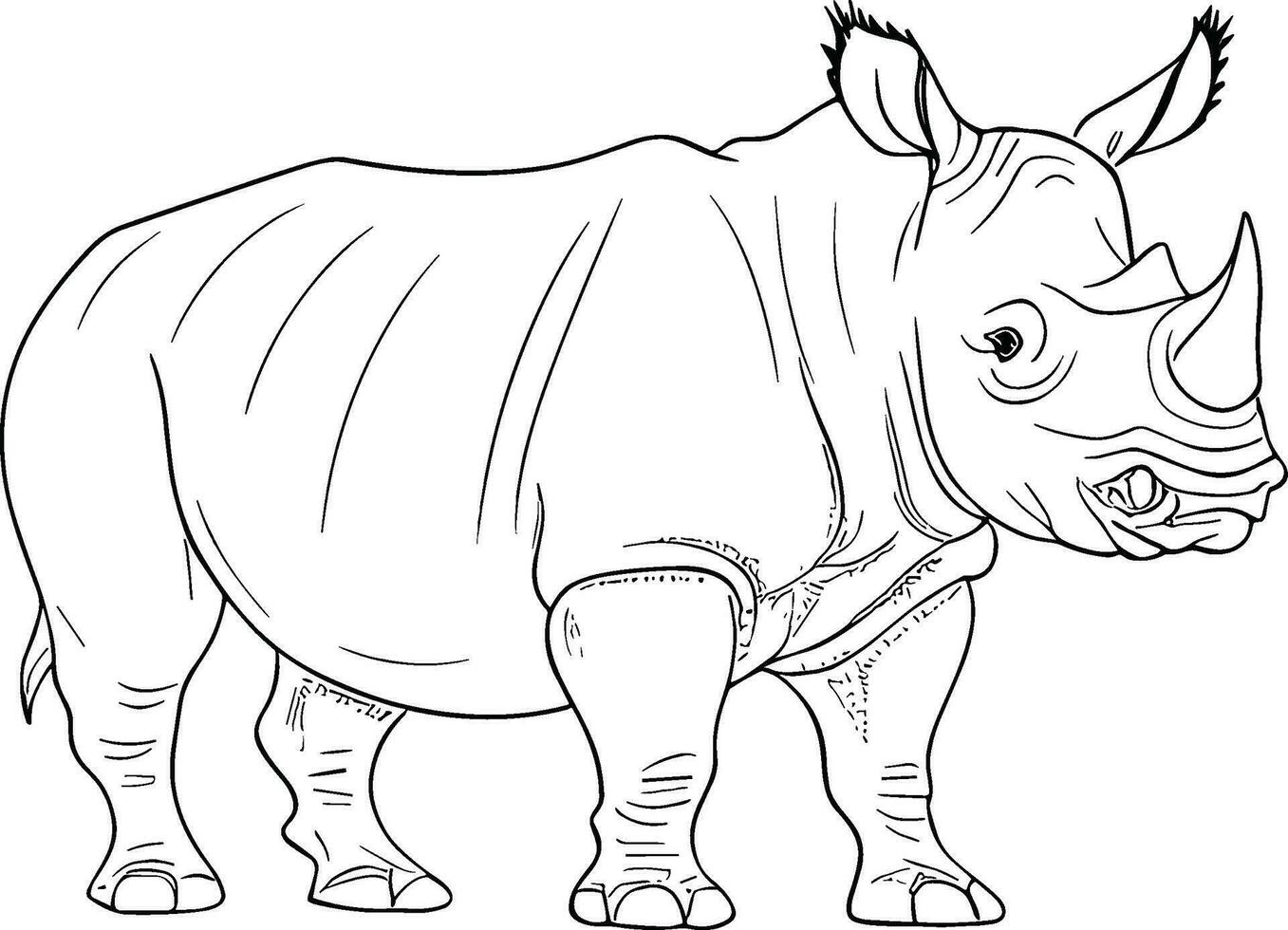 Rhino hand drawn vector illustration. Perfect for projects related to wildlife, safari adventures, and African themes. AI generated illustration.