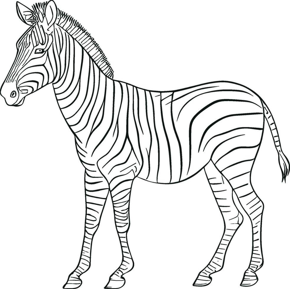 africano cebra lado ver contorno a rayas silueta animal diseño plano vector ilustración aislado en blanco antecedentes. ai generado ilustración.