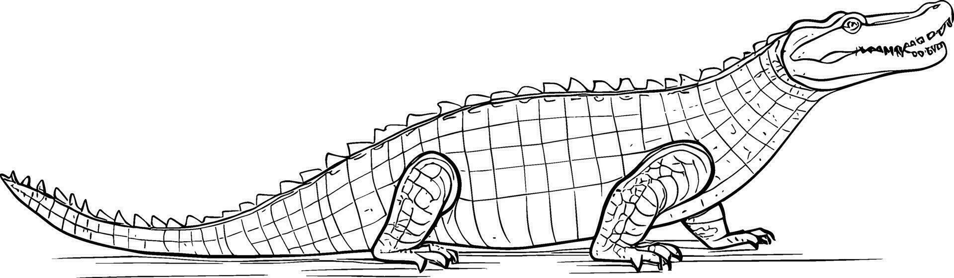 Drawing a continuous line. Crocodile on white isolated background. AI generated illustration. vector