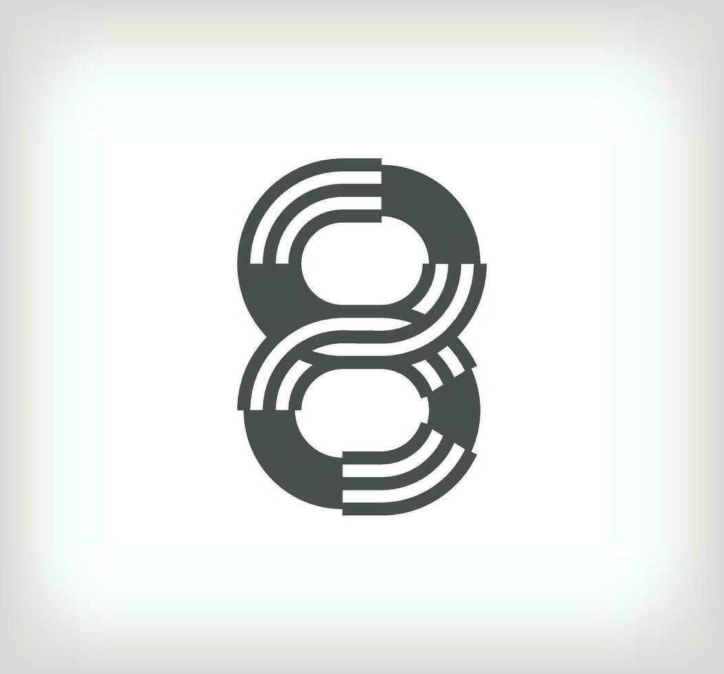 Number 8 linear modern logo. The letter is in the form of stripes. Alphabet number character and linear abstract design. logo, corporate identity, application, creative poster and more. vector