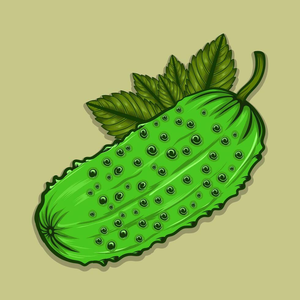 pickle with green leaf vector illustration
