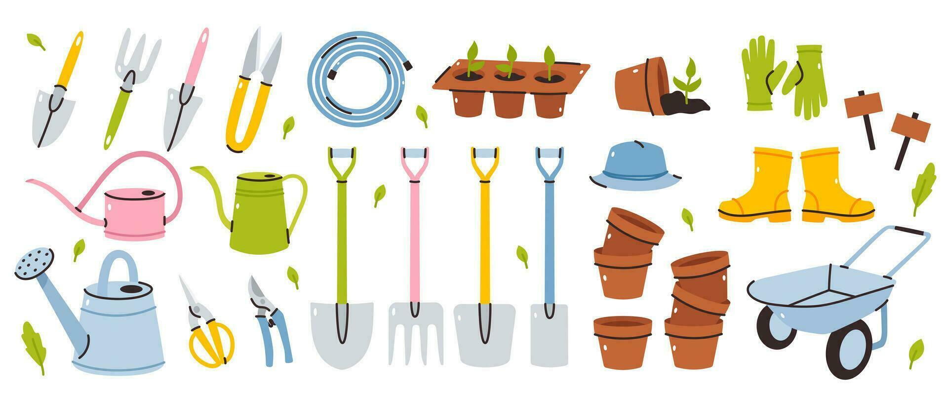 Garden tools set, isolated vector