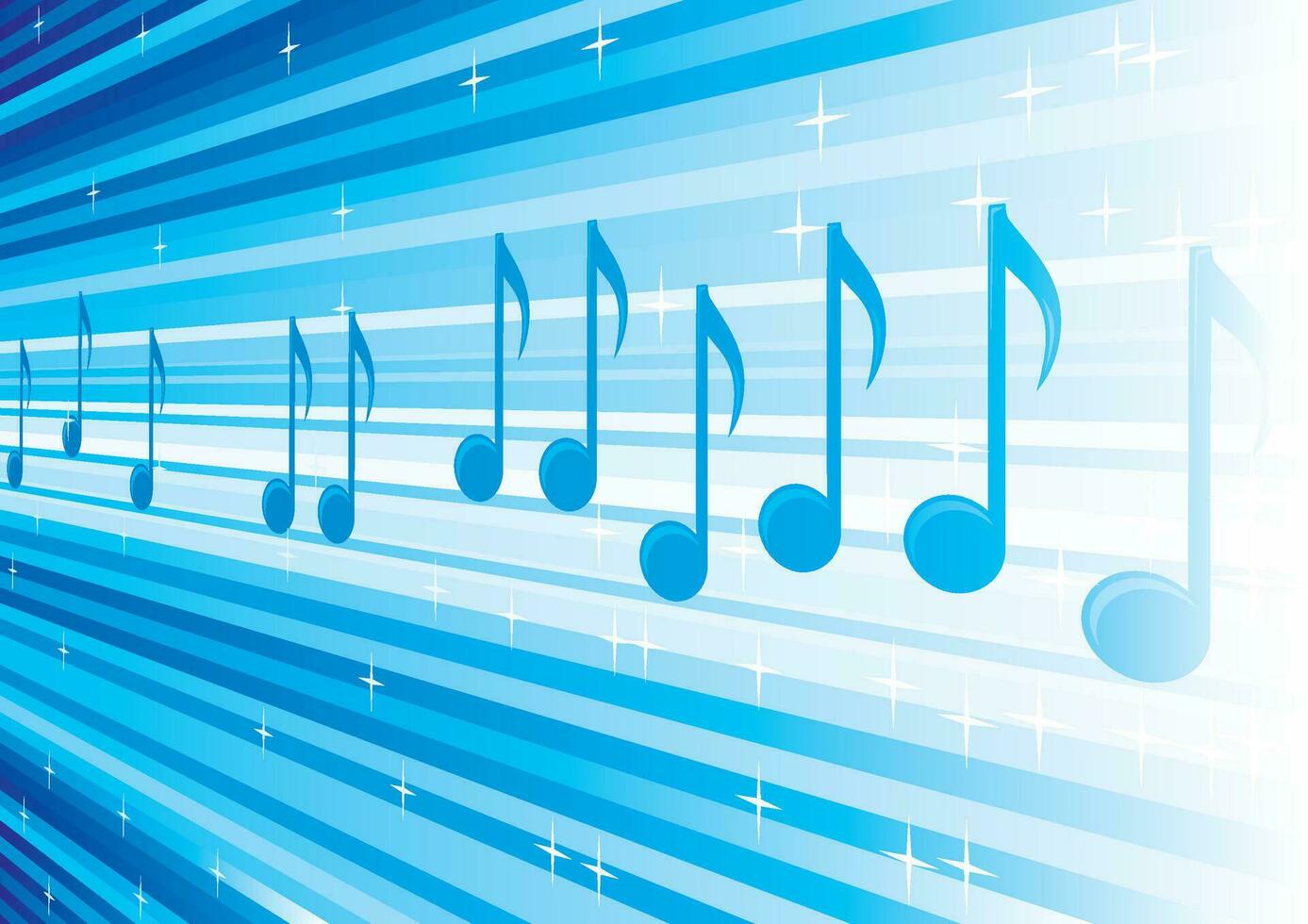 Blue background with music notes on lines vector