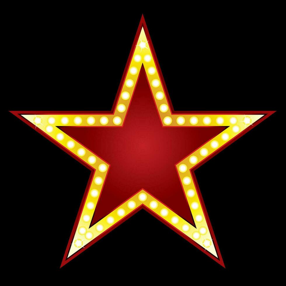 Symbol of big red star on black background vector