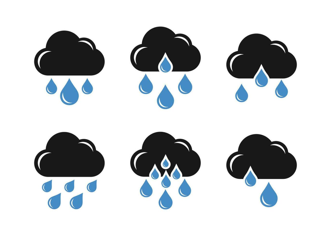 Rain icon set in trendy flat style isolated on background. Vector illustration