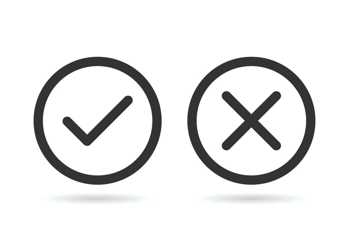 Tick and Cross icon, Checkmark, and Cross Mark vector icon in line style design on a white background.