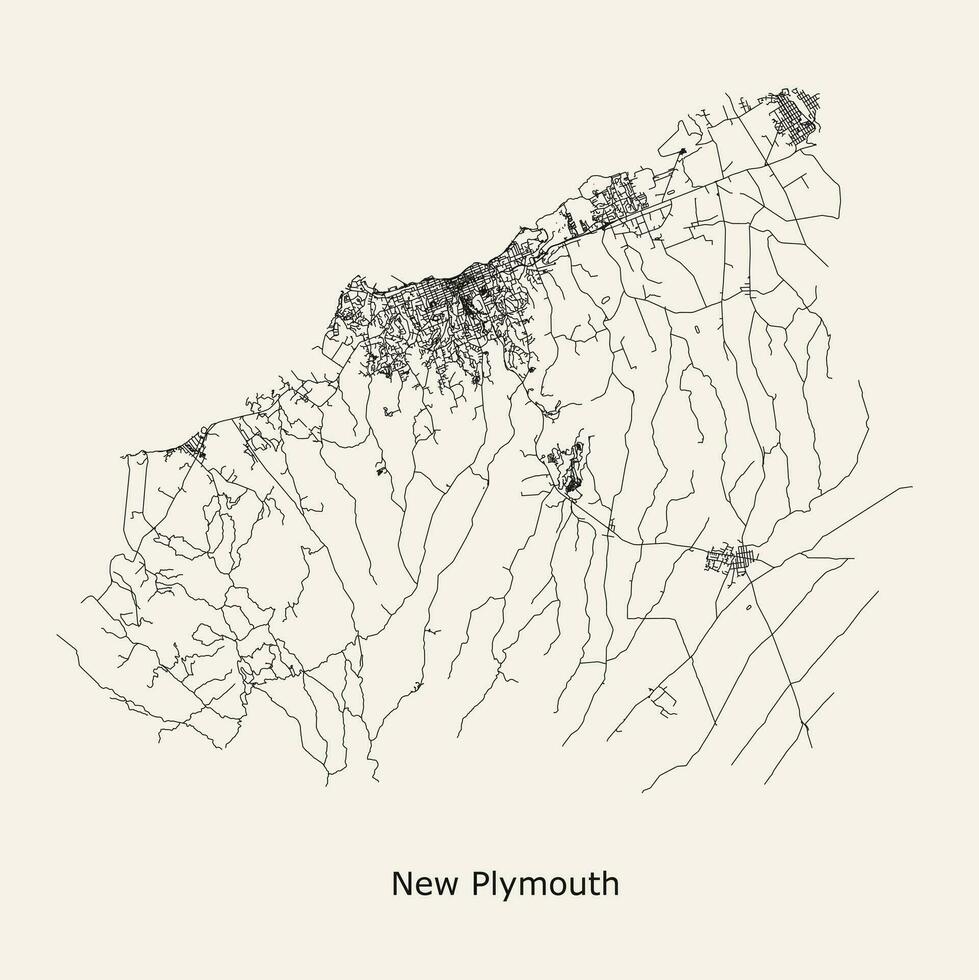 City road map of New Plymouth New Zealand 36040261 Vector Art at Vecteezy