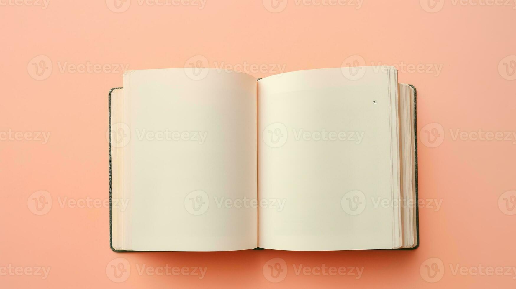 AI generated Blank Open Book Isolated on Pastel Color Background. Study, Education, Knowledge, Mockup photo