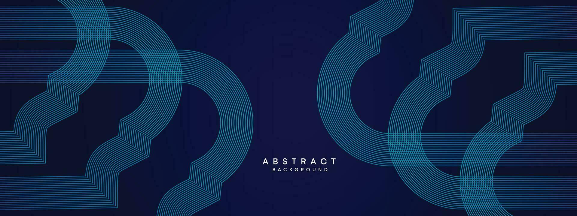 Abstract Dark Blue Waving circles lines Technology Background. Dark Blue gradient with glowing lines shiny geometric shape and diagonal, for brochure, cover, poster, banner, website, header vector