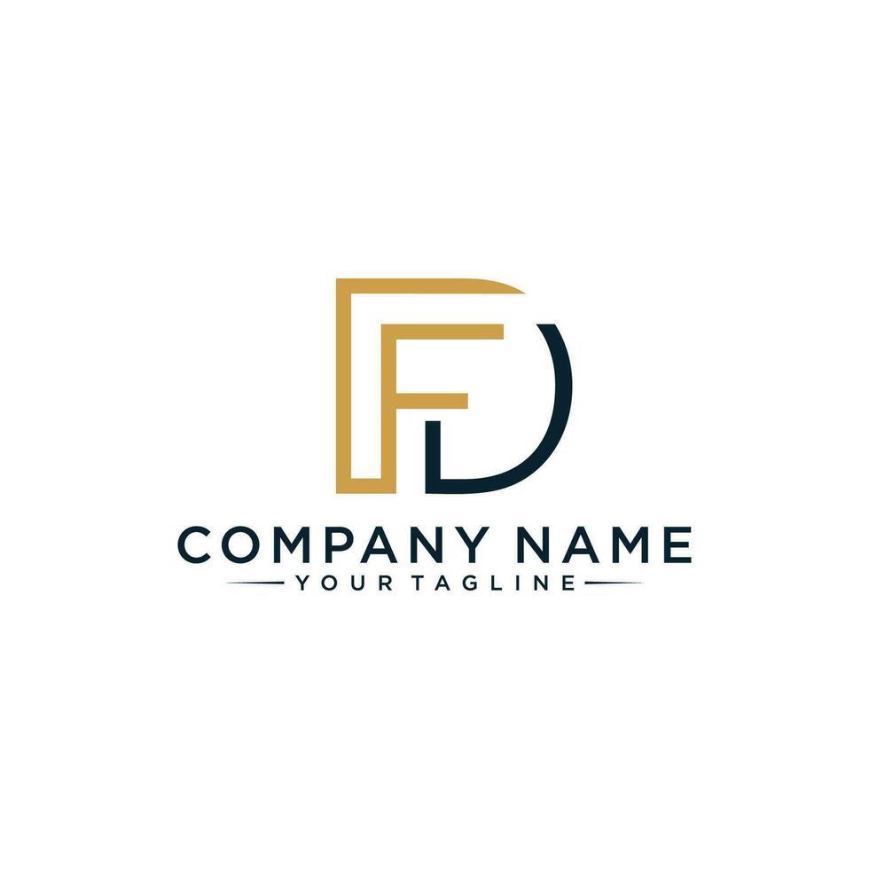 FD Letter Initial Logo Design, Vector Template
