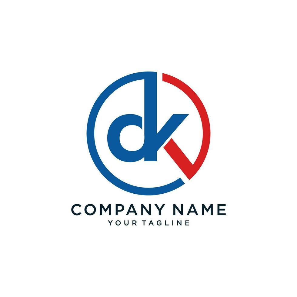 DK initial circle logo template vector