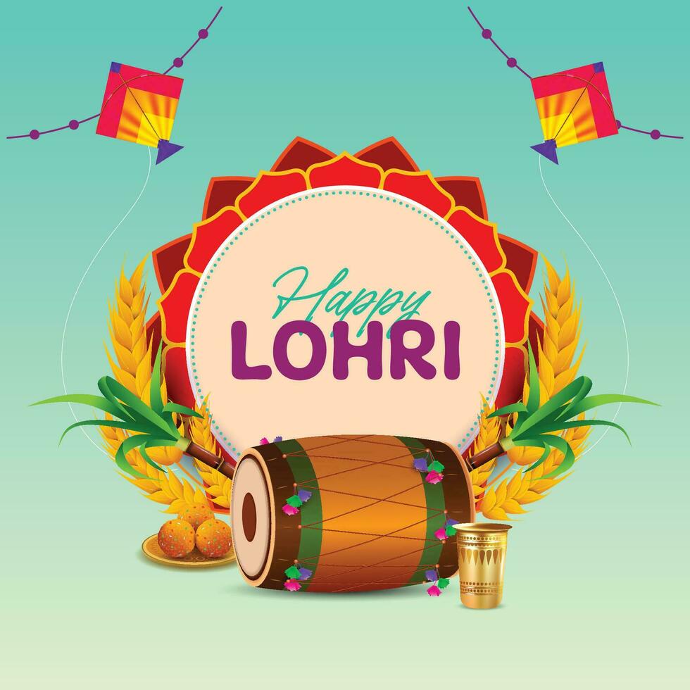 Vector illustration of Happy Lohri holiday background for Punjabi festival